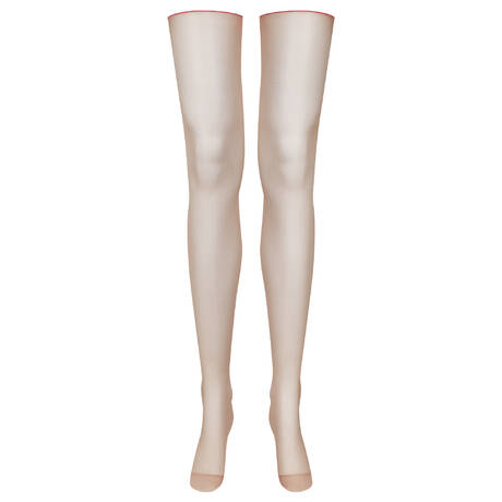 MAISON CLOSE Bas couture 20 deniers Les Coquetteries Taupe/Rose Fluo