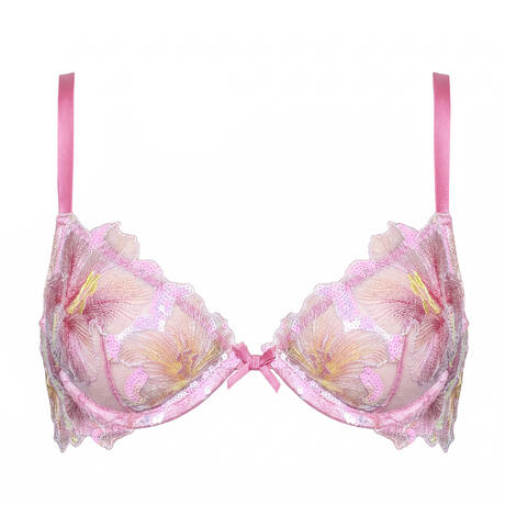 FLEUR DU MAL Demi-cup bra Sequin Hibiscus Pink Desire