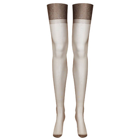 MAISON CLOSE Nylonstrümpfe Naht 15 Denar matt Les Coquetteries Taupe/Rose fluo