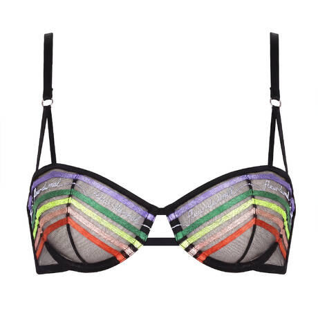 FLEUR DU MAL Demi-cup bra Fleur Stripe Black