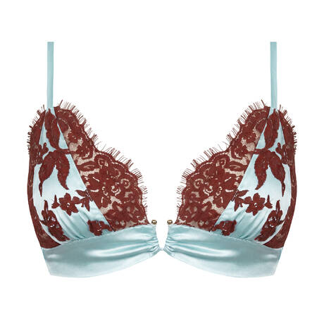 MARJOLAINE Soutien-gorge triangle en soie et dentelle Diane Glacier/Bourgogne