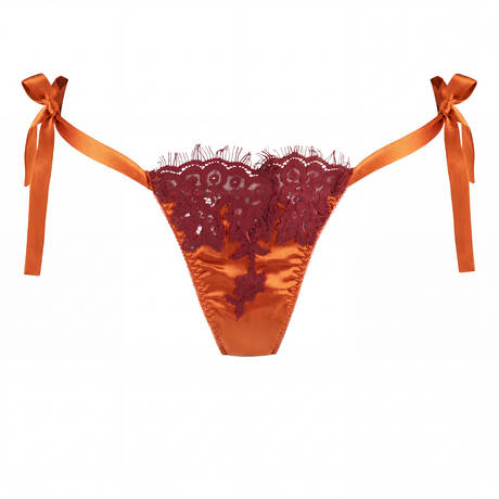 MARJOLAINE Silk and lace Brazilian brief Diane Grenat/Bourgogne