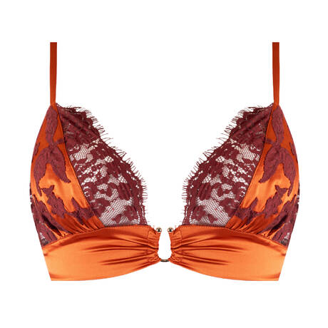 MARJOLAINE Silk and lace Triangle bra Diane Grenat/Bourgogne