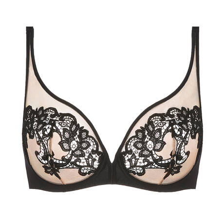 SIMONE PÉRÈLE Full-cup plunge bra Saga Tatoo Noir