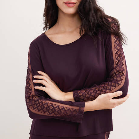 AUBADE Top mit langen Ärmeln Sweet Obsession Deep Berry
