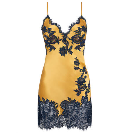 MARJOLAINE Silk and lace Babydoll Dahlia Doré/Nuit