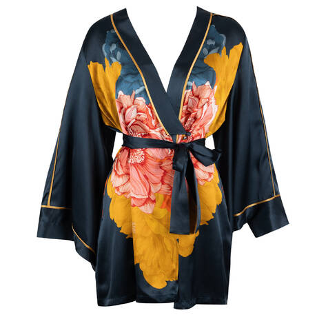 MARJOLAINE Silk Kimono Dahlia Imprimé Dahlia