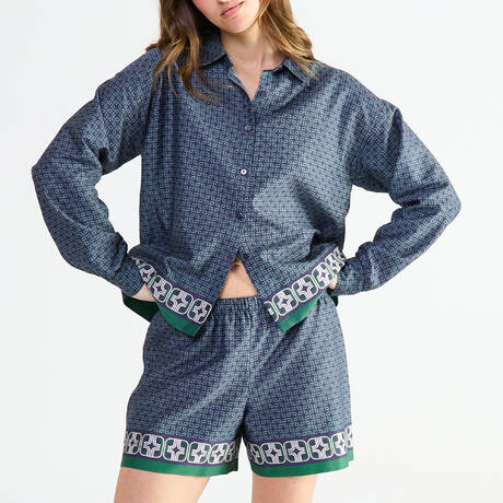 LAURENCE TAVERNIER Pyjama short en coton Fascinante Marine