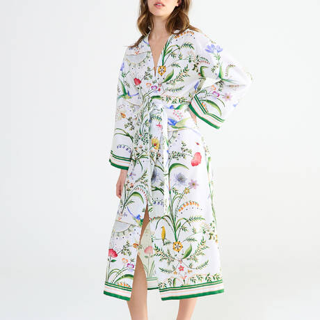 LAURENCE TAVERNIER Peignoir en coton Botanic Blanc
