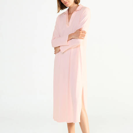 LAURENCE TAVERNIER Chemise de nuit longue en coton et modal Envoutante Poudré