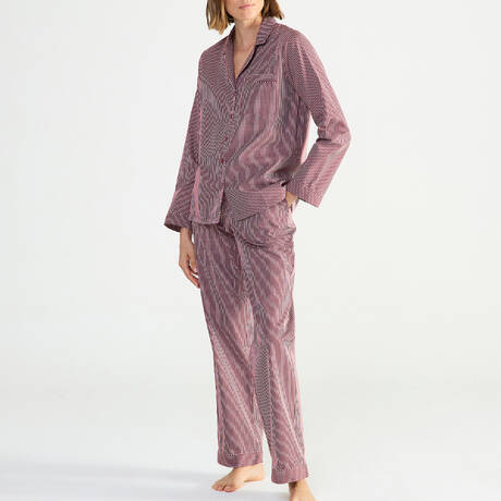LAURENCE TAVERNIER Pyjama chemise en coton Essentiel Fantaisie Bordeaux