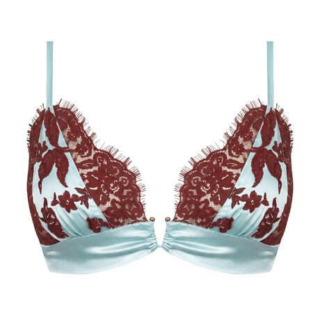 MARJOLAINE Soutien-gorge triangle en soie et dentelle Diane Glacier/Bourgogne