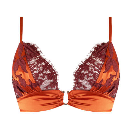MARJOLAINE Soutien-gorge triangle en soie et dentelle Diane Grenat/Bourgogne