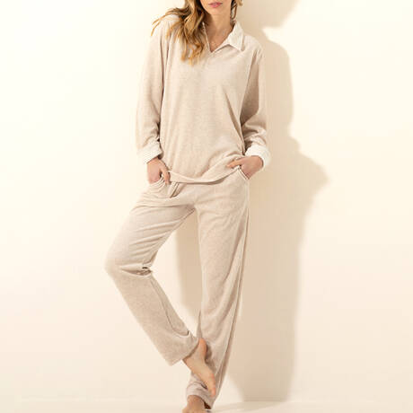 LE CHAT Velvet Pajama Pilate Beige Chiné & Écru