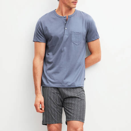 CALIDA Pyjama short homme en coton Relax Imprint Fjord