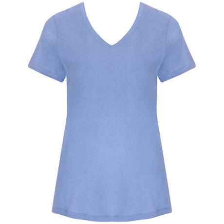 HANRO Cotton and modal Short-sleeved T-shirt Sleep & Lounge Bluebird