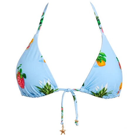 SEAFOLLY Triangle bikini top with laces Playa Bonita Powder Blue