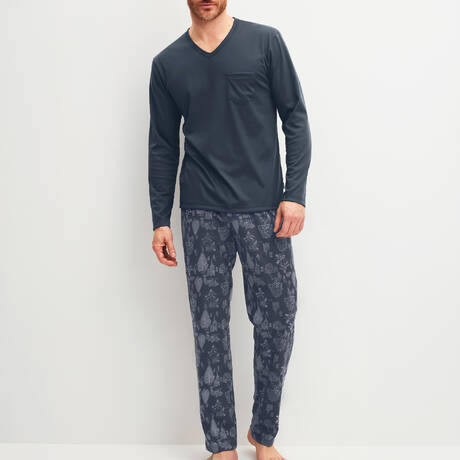 CALIDA Herren-Pyjama aus Baumwolle Relax Streamline Night Shadow