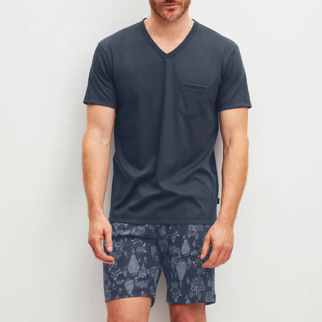 CALIDA Men's shorts pajamas cotton Relax Streamline Night Shadow