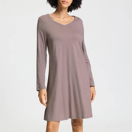 HANRO Cotton and modal Long-sleeved nightgown Sleep & Lounge Stormy Rose