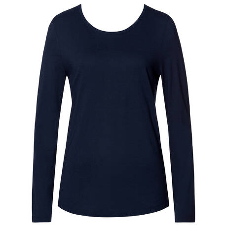 HANRO Cotton and modal Long-sleeved top Sleep & Lounge Deep Navy