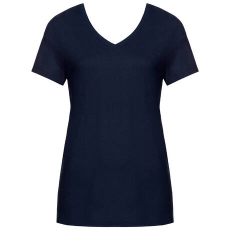 HANRO Cotton and modal Short-sleeved T-shirt Sleep & Lounge Bluebird