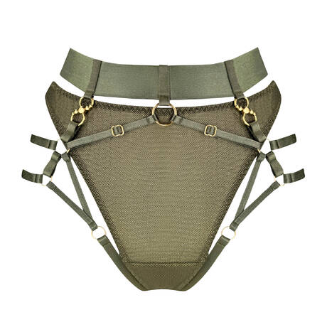 BORDELLE High-waisted open panty Neda Olive