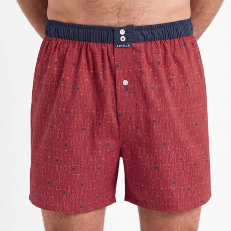 ARTHUR Cotton Men's jockstrap boxer shorts Millésimé Bordeaux Bouteille