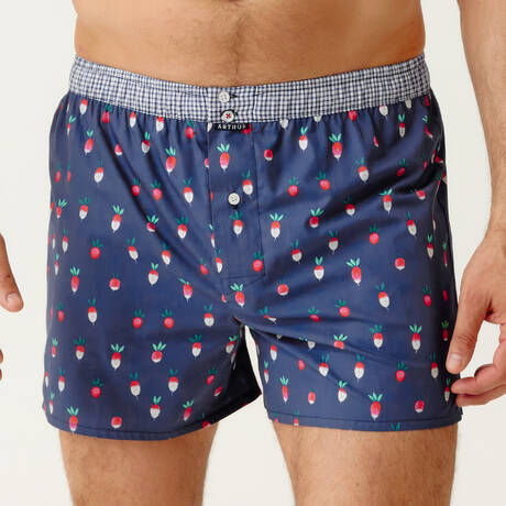 ARTHUR Cotton Men's jockstrap boxer shorts Petit Déjeuner au Lit Marine Radis