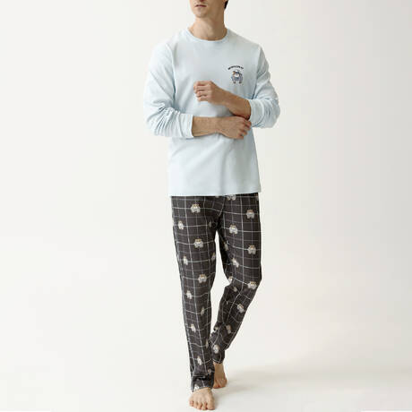 ARTHUR Pyjama homme en coton Ma meilleure vie Gris Bouledogue