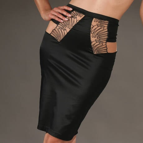 PRELUDE Jupe crayon en satin Rouge Interdit Noir