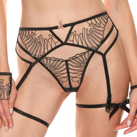 PRELUDE Garter belt Rouge Interdit Black