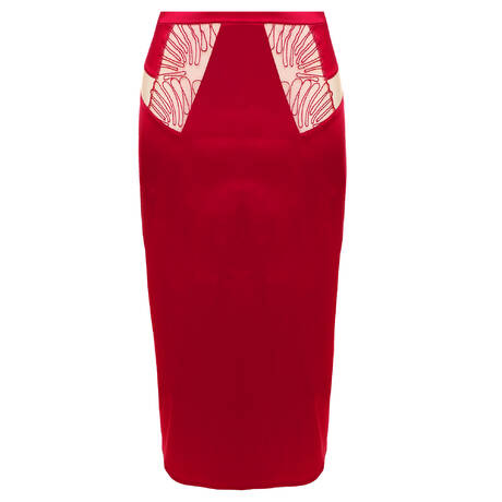 PRELUDE Jupe crayon en satin Rouge Interdit Rouge