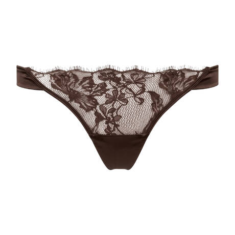 LIVY Tanga en soie et dentelle Dahlia Street Chocolate