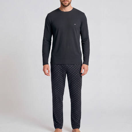 EDEN PARK  Pyjama homme en coton Print Marine EP