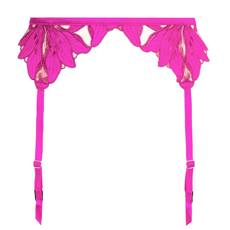 FLEUR DU MAL Garter belt Lily Embroidery Wild Pink