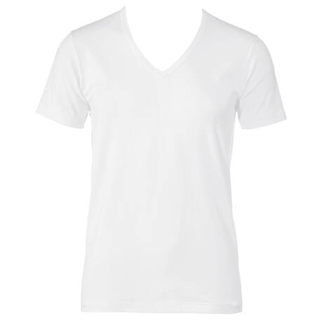 CALIDA Cotton and lyocell Men's V-neck T-shirt Focus White