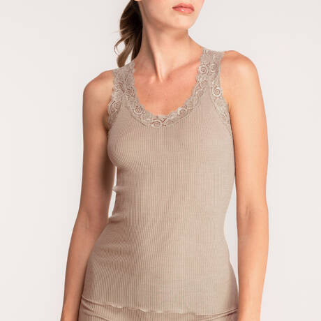 OSCALITO Débardeur en laine et soie Signature Beige