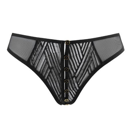 ATELIER AMOUR Tanga ouvrable en dentelle Clair Obscur Noir