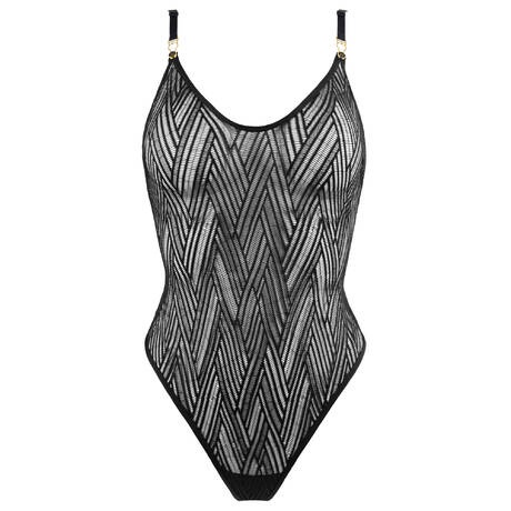 ATELIER AMOUR Body string ouvrable en dentelle Clair Obscur Noir