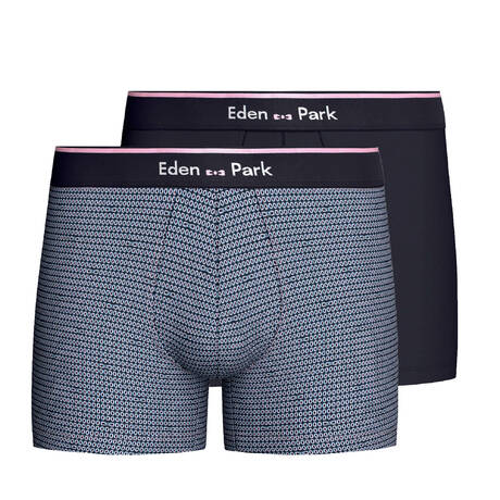 EDEN PARK  Pack de 2 boxers homme en coton Soft Fuzz + Marine EP