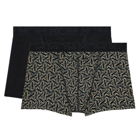 HOM Cotton 2-pack men's boxer briefs with HO1 opening Tom Black/Black Print