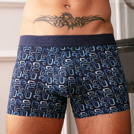 HOM Men's boxer brief with HO1 opening Elvis Blue Print