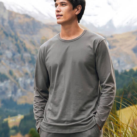 CALIDA T-shirt manches longues homme en coton RMX Sleep Leisure Tornado Grey