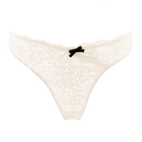 FLEUR DU MAL String en dentelle Bianca Lace Linen Beige