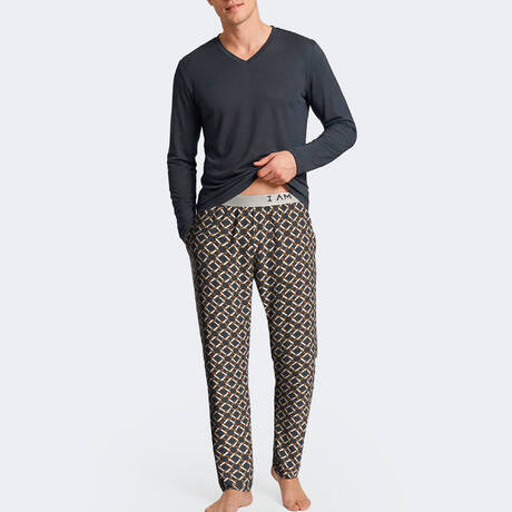 IMPETUS Lyocell Men's pajamas I AM Rivertile Navy Blue/Orange