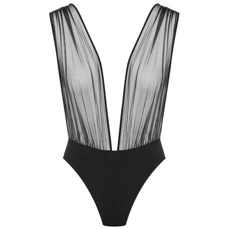 SCANDALE Thong bodysuit with V-neck Nuit Fauve Black