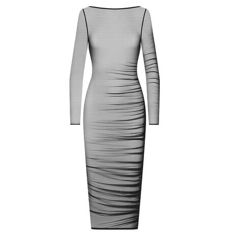 SCANDALE Robe midi manches longues Nuit Fauve Noir