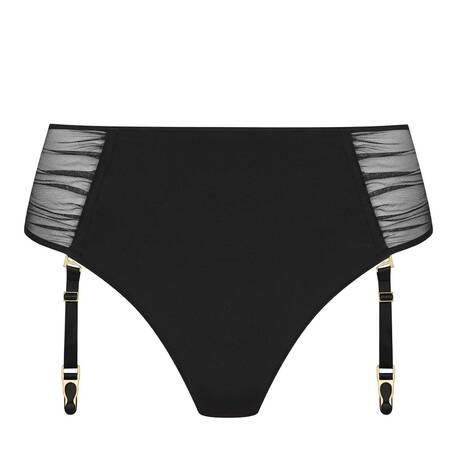 SCANDALE Tanga ouvrable taille haute porte-jarretelles Nuit Fauve Noir