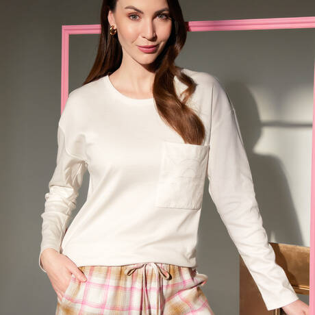 FÉRAUD Cotton Long-sleeved top Cosy Plaid Shell